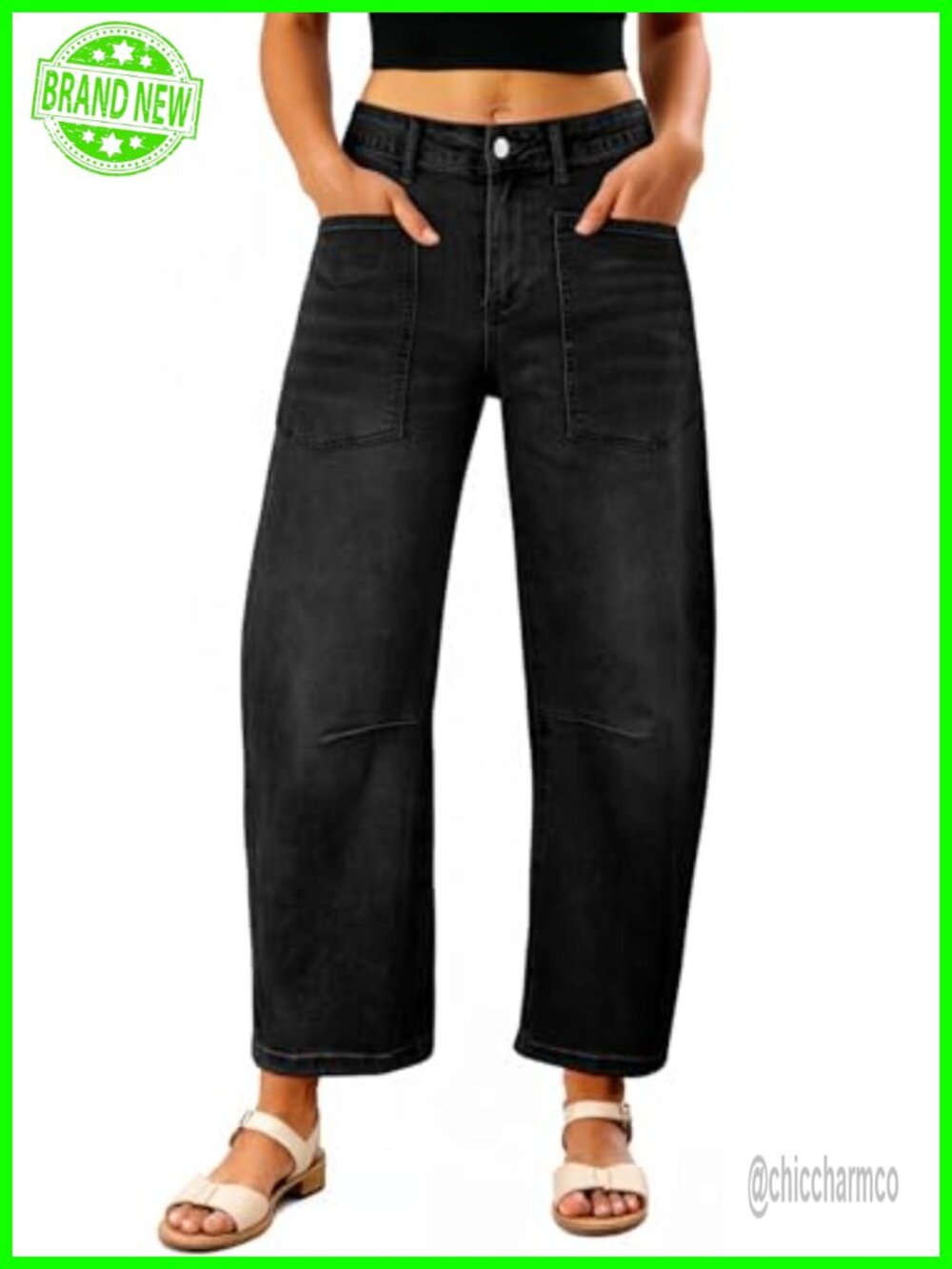Barrel Jeans Women Baggy Stretchy Cropped Denim Pants